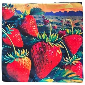Red Strawberries- Throw Pillow Cover/Case 16"x16" - Single-Sided